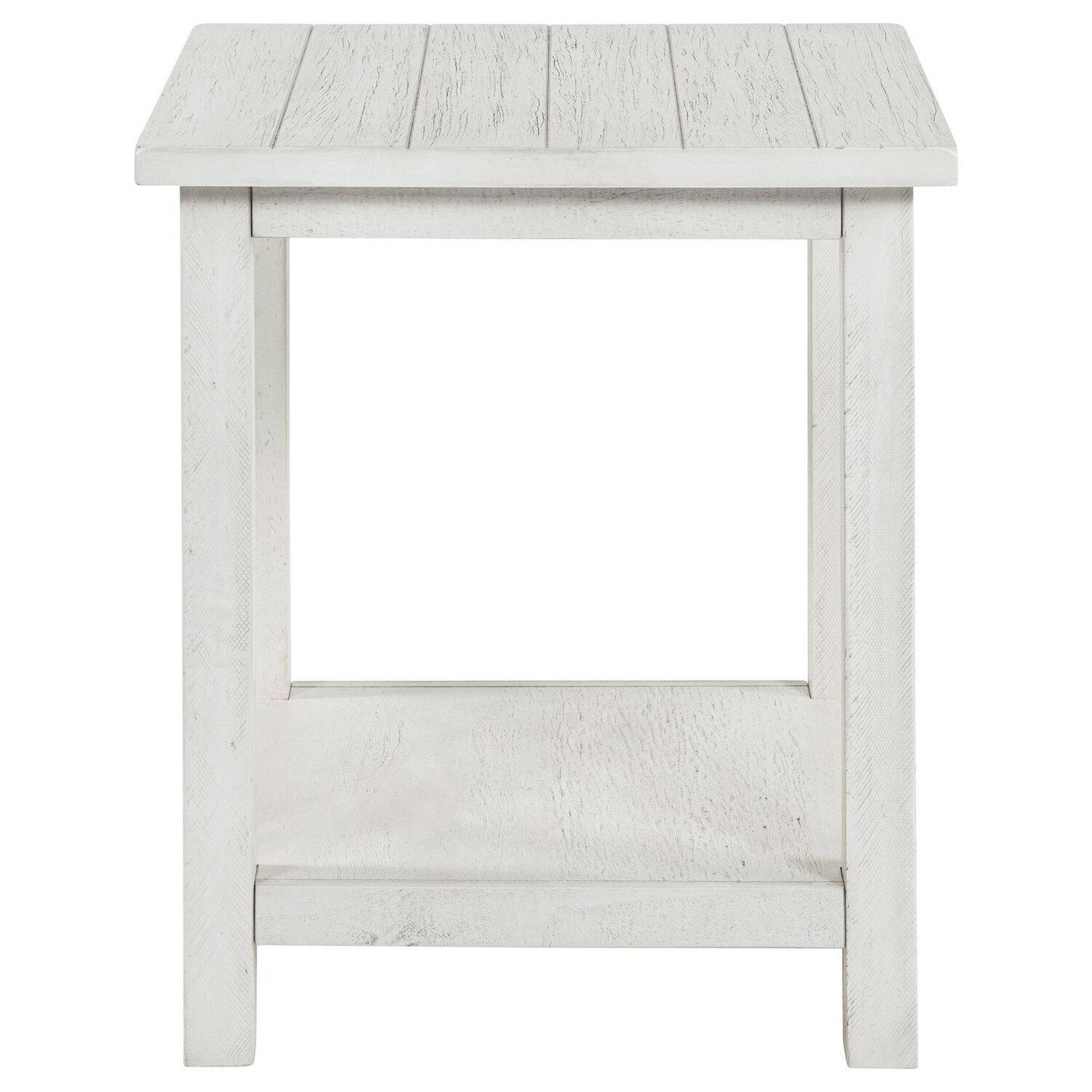 Alt View 1. Manhattan Lane - Ayne Side End Table, 1 Bottom Shelf, Wooden Frame, Square 20 Inch - White.