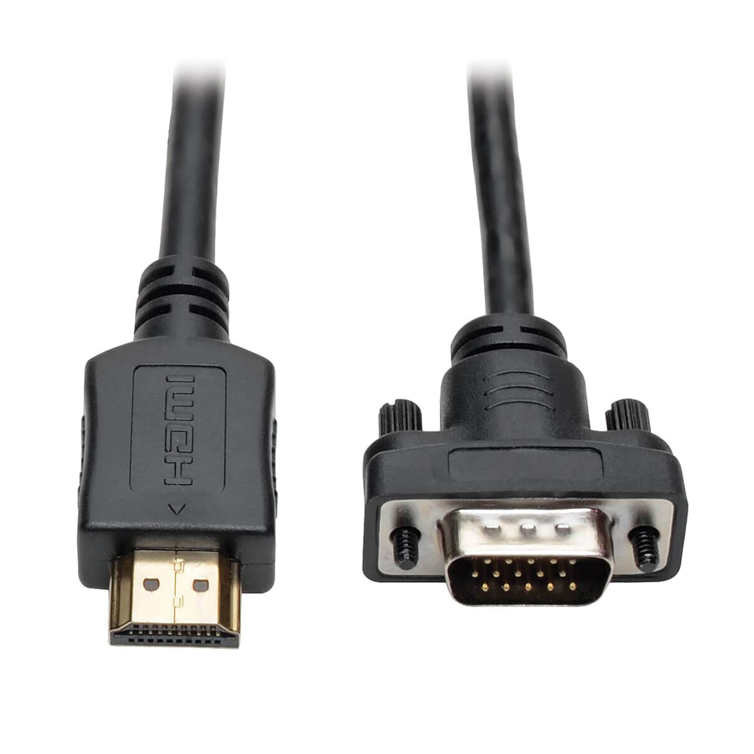 Left. Tripp Lite - Tripp Lite By Eaton1900 X 1200 At 60 Hz Hdmi Male To Vga Male Low-profile Active Adapter Cable, 6 Ft. - Black.