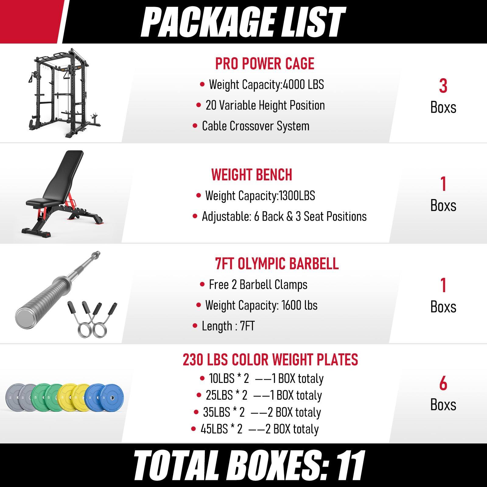 FED Fitness Power Cage, 1600lbs Multi Function Power Rack with ...