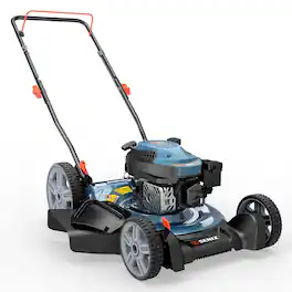 SENIX - 21" 144cc 4-Cycle Gas Push Lawn Mower with 2-in-1 Side Discharge & Mulching - Blue