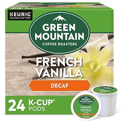 KEURIG
GENUINE K-CUP PODS
GREEN MOUNTAIN
COFFEE ROASTERS
FRENCH VANILLA
DECAF
24 K-CUP PODS
GREEN MOUNTAIN
FRENCH VANILLA
DECAF
KEURIG