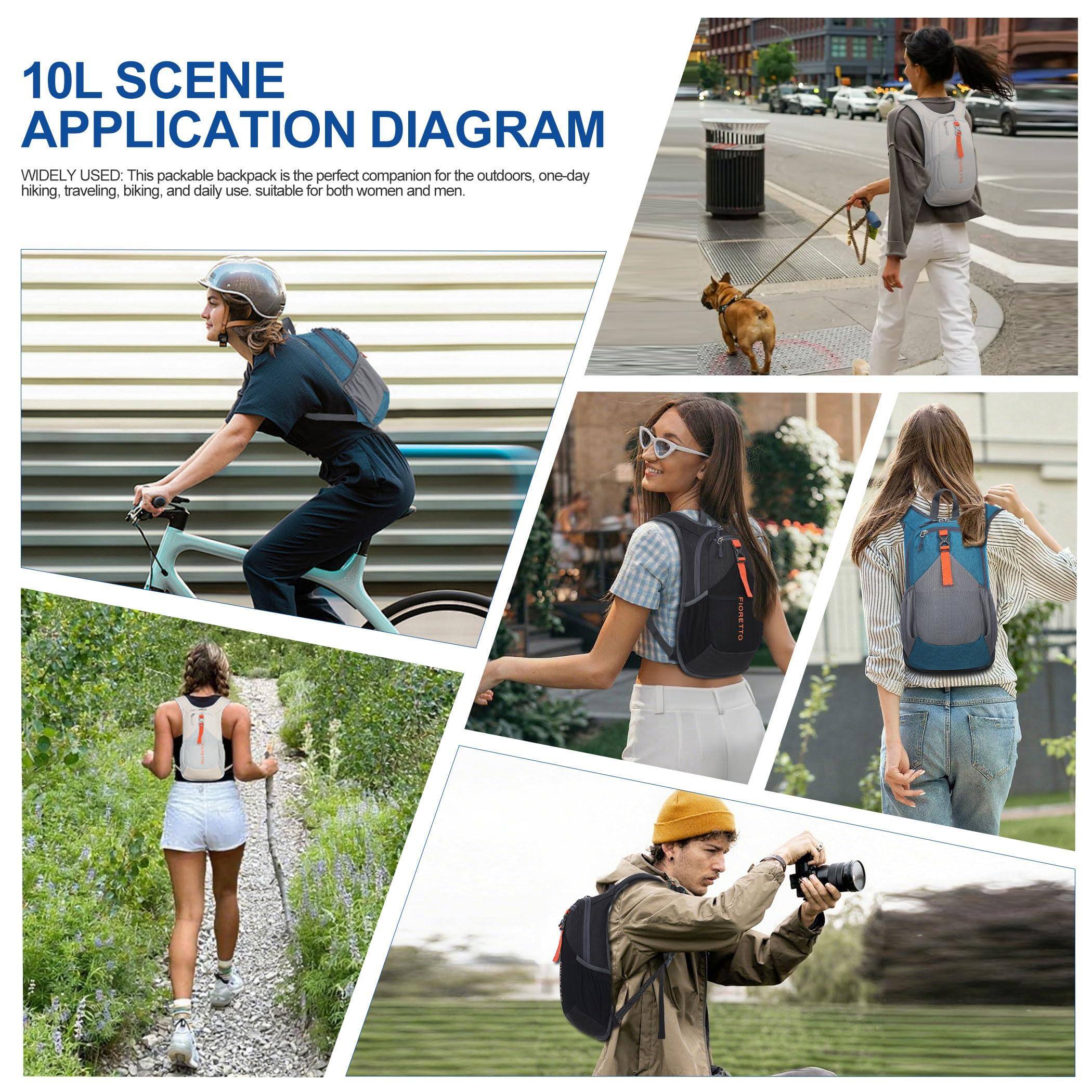 Alt View 4. Stamp n Camp - 10l Hiking Backpack For Women Men Mini Packable Lightweight Small Daypack Camping Travel Outdoor  Beige - Turquoise-10L.