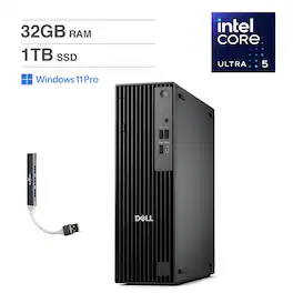 Dell - Pro Slim QCS1250 Mini Desktop (Ultra 5-235, 32GB, 1TB SSD, Intel Graphics, Win 11 Pro) w/USB Hub - Black