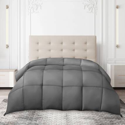 Front. Lux Decor Collection - Down Alternative Comforter – Ultra Soft All Season Duvet Insert with Corner Tabs - Grey.