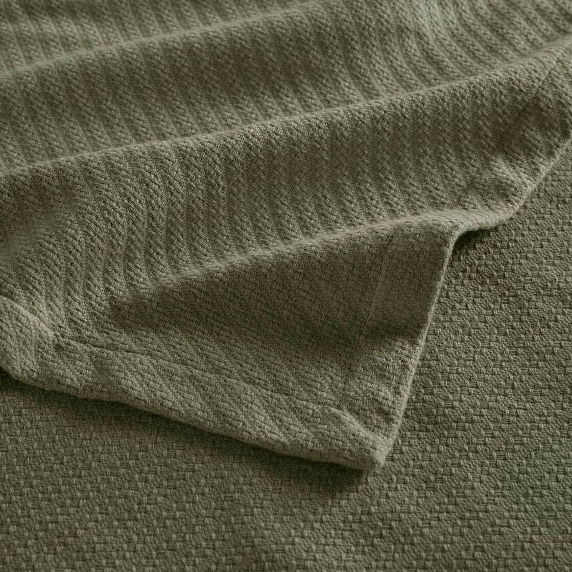 Alt View 5. Gracie Mills - Malaga Cotton Blanket - Olive Green.