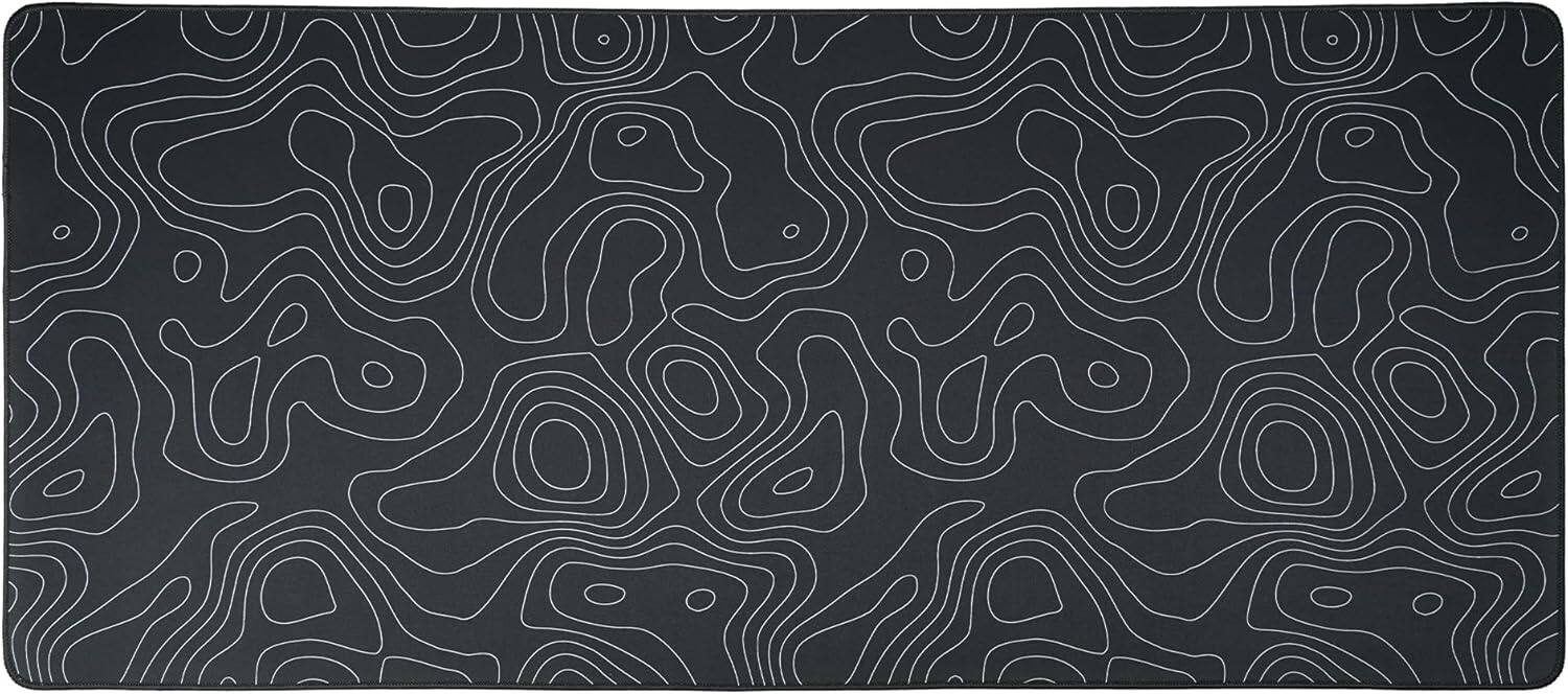 Alt View 1. Womier - Womier Topographic map XXL Mousepad Rubber mat Desk pad Gaming Extended Stitched Non-Slip Base Waterproof Laptop PC - Black.