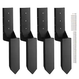 VEVOR - Fence Post Anchor Repair Kit, 4 Pack Inner Diameter 3.5 x3.5 Inches Heavy Duty Steel Fence Post Support Stakes - Black