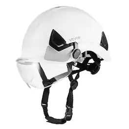 VEVOR - Industrial Safety Helmet, ANSI/ISEA Z89.1 Approved ABS Hard Hat with Visor & 6-Point Ratchet Suspension - One size fits all - White