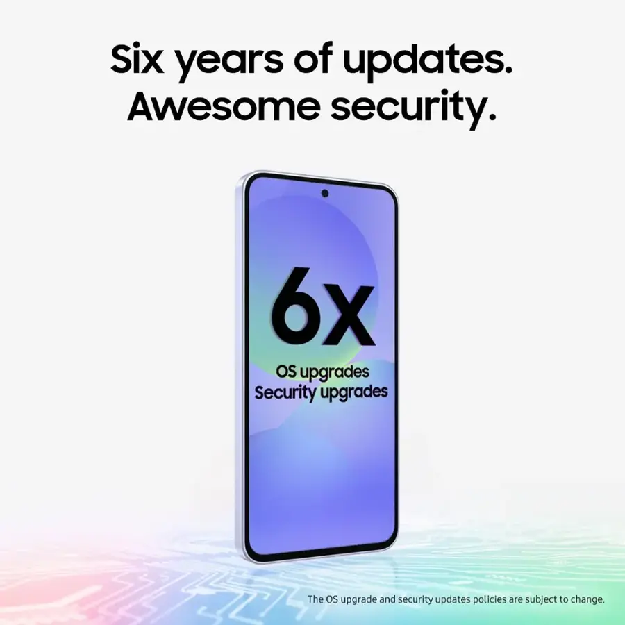 Six years of updates. Awesome security. 6x OS upgrades. Security upgrades. The OS upgrade and security updates policies are subject to change.