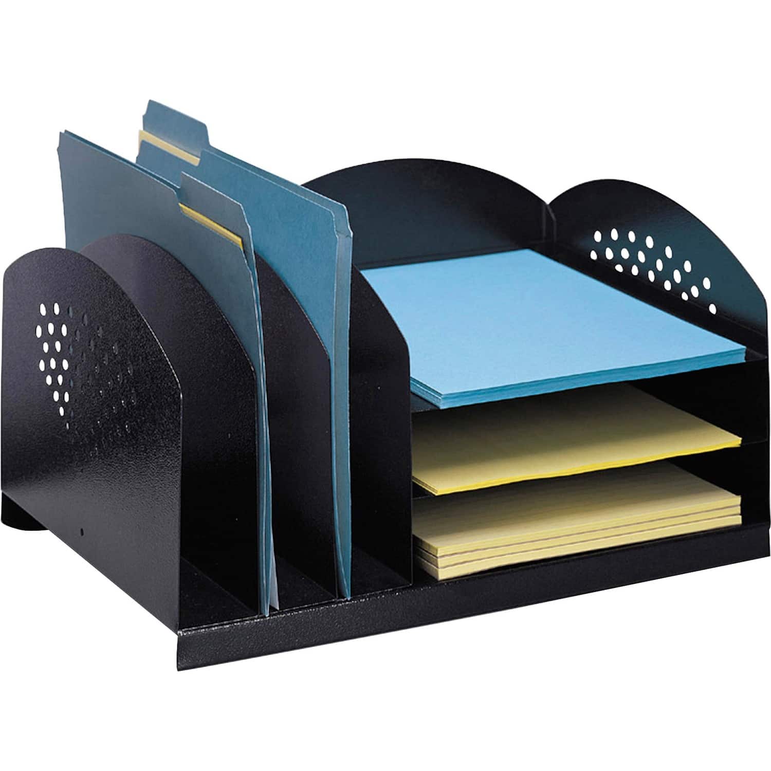 Safco - 3 & 3 Combination Rack Desktop Organizers 6 Compartment 3 Divider 3 Tier 8.25 x 16.25 x 11.25 Desktop Steel - Black price history on PriceWatchPro