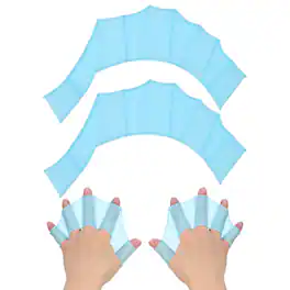 Unique Bargains - Silicone Swimming Gloves, Webbed Gloves Half-Finger Frog Type Water Resistance Swim Fins, 8"x6" 1 Pair - Blue