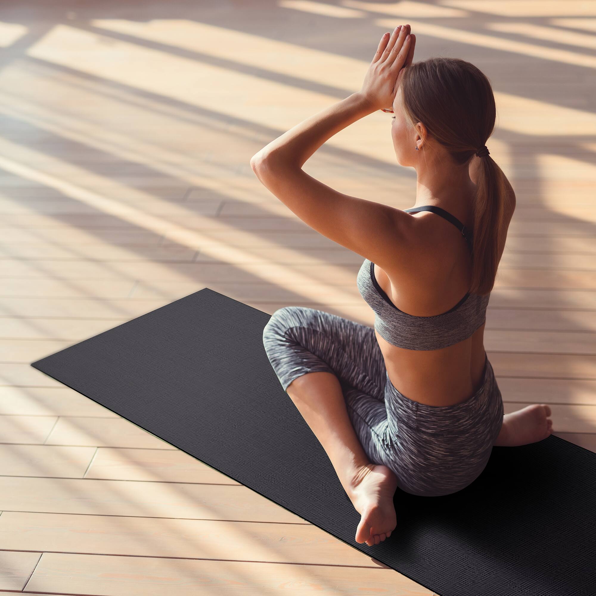 Alt View 3. Fitvids - Fitvids 1/4” High Density Thick Non Slip Workout Yoga Mat and Carry Strap, Black - Black.