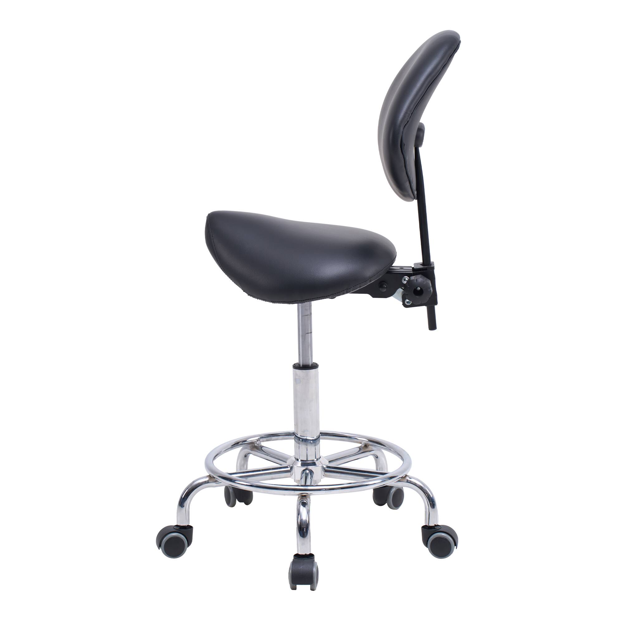 Alt View 7. Forest'nSky - Black Saddle Office Desk Chair with Backrest Swivel Hydraulic Ergonomic Tilt Seat Chair - Black.
