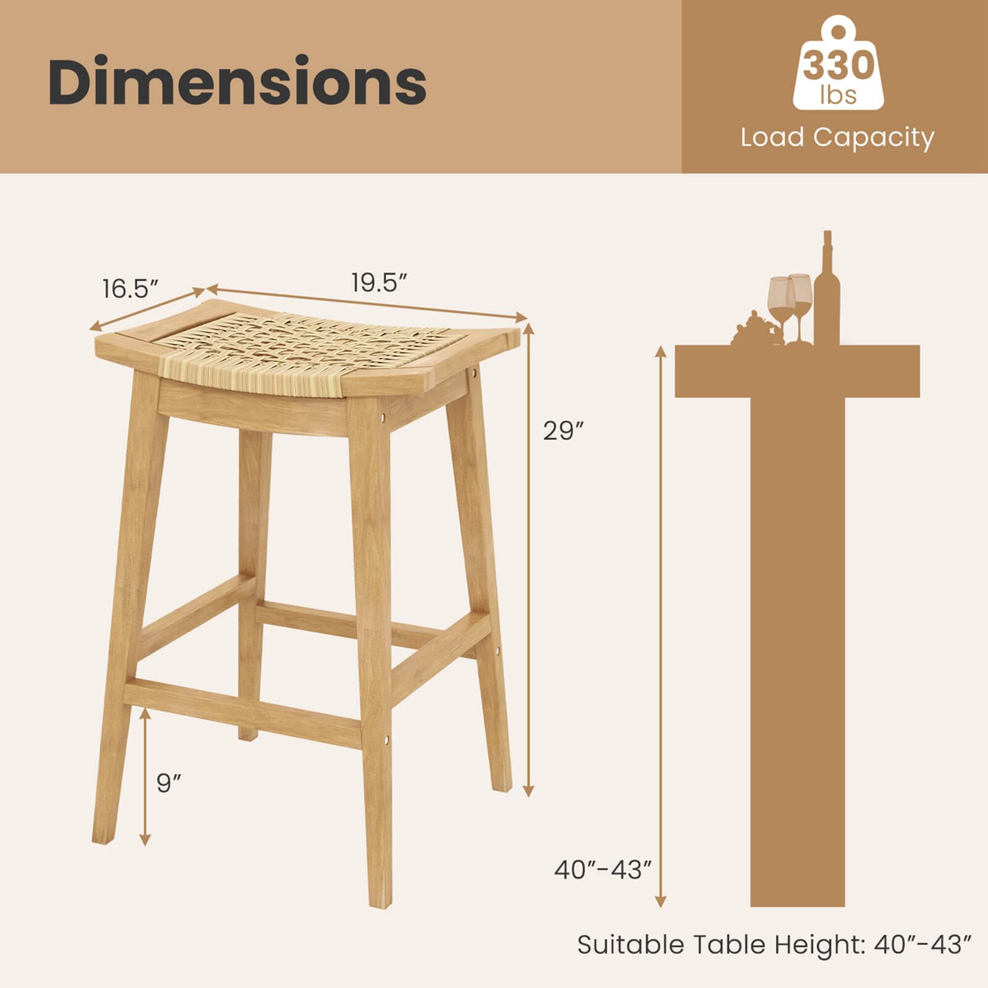 Dimensions: 16.5", 19.5", 29", 9"
Load Capacity: 330 lbs
Suitable Table Height: 40"-43"