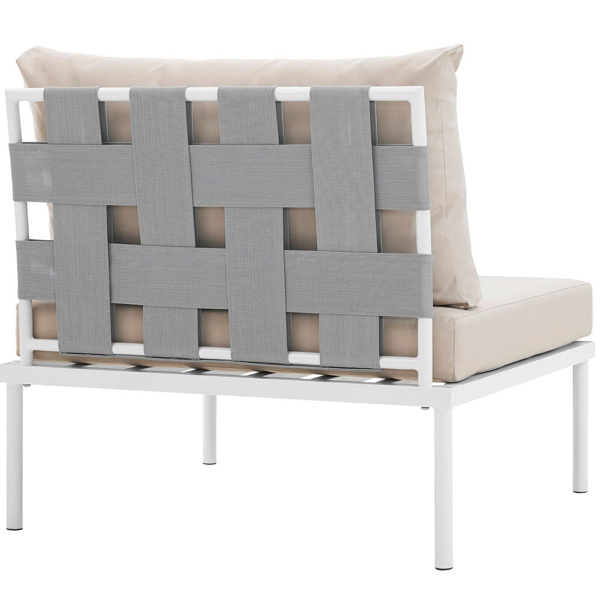 Back. Modway - Harmony Armless Outdoor Patio Aluminum Chair by Modway - White Beige.