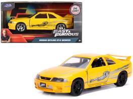 Leon's Nissan Skyline GT-R (BCNR33) with Graphics "Fast & Furious" Series 1/32 Diecast Model Car by Jada - Yellow Metallic