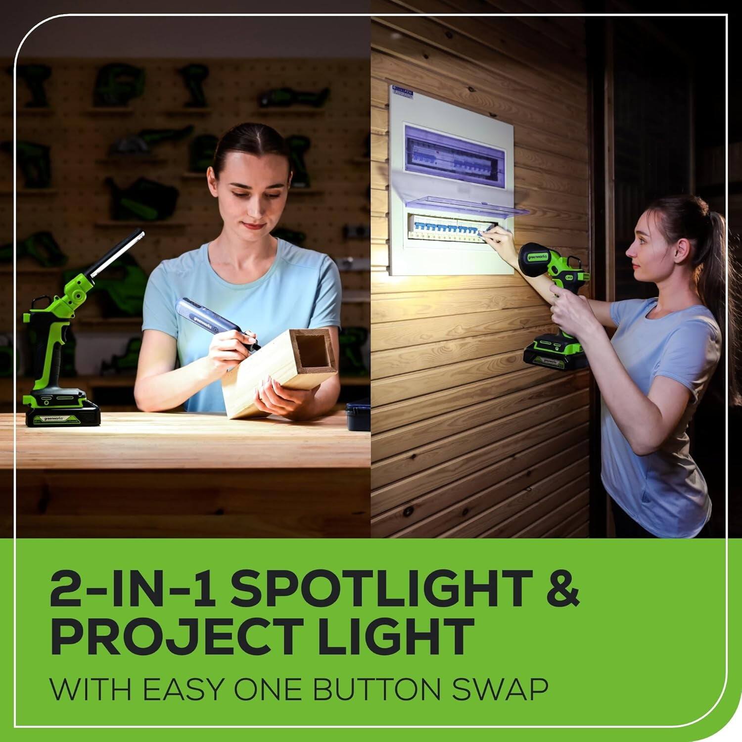 2-IN-1 SPOTLIGHT & PROJECT LIGHT  
WITH EASY ONE BUTTON SWAP