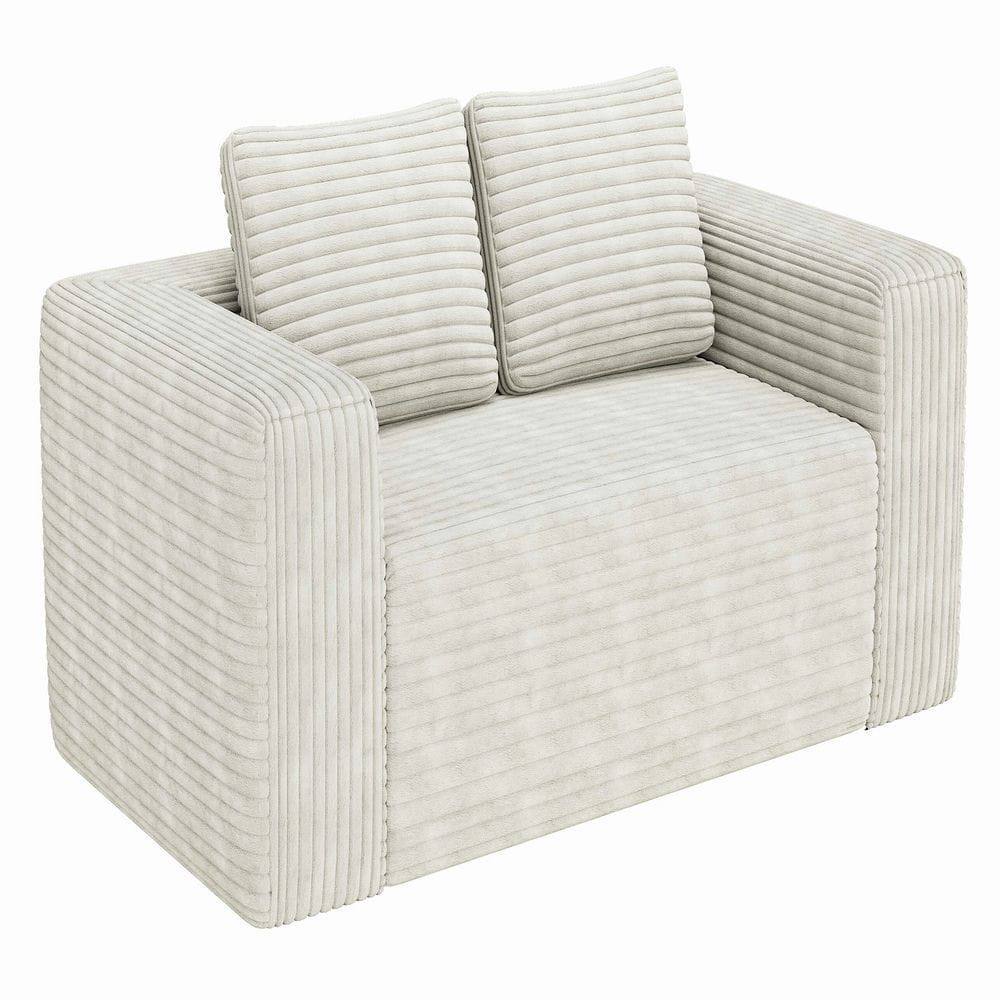 Alt View 9. Kadyn - 2-Seater Corduroy Memory Foam Floor Sofa in a Box, No Assembly for Living Room - White.