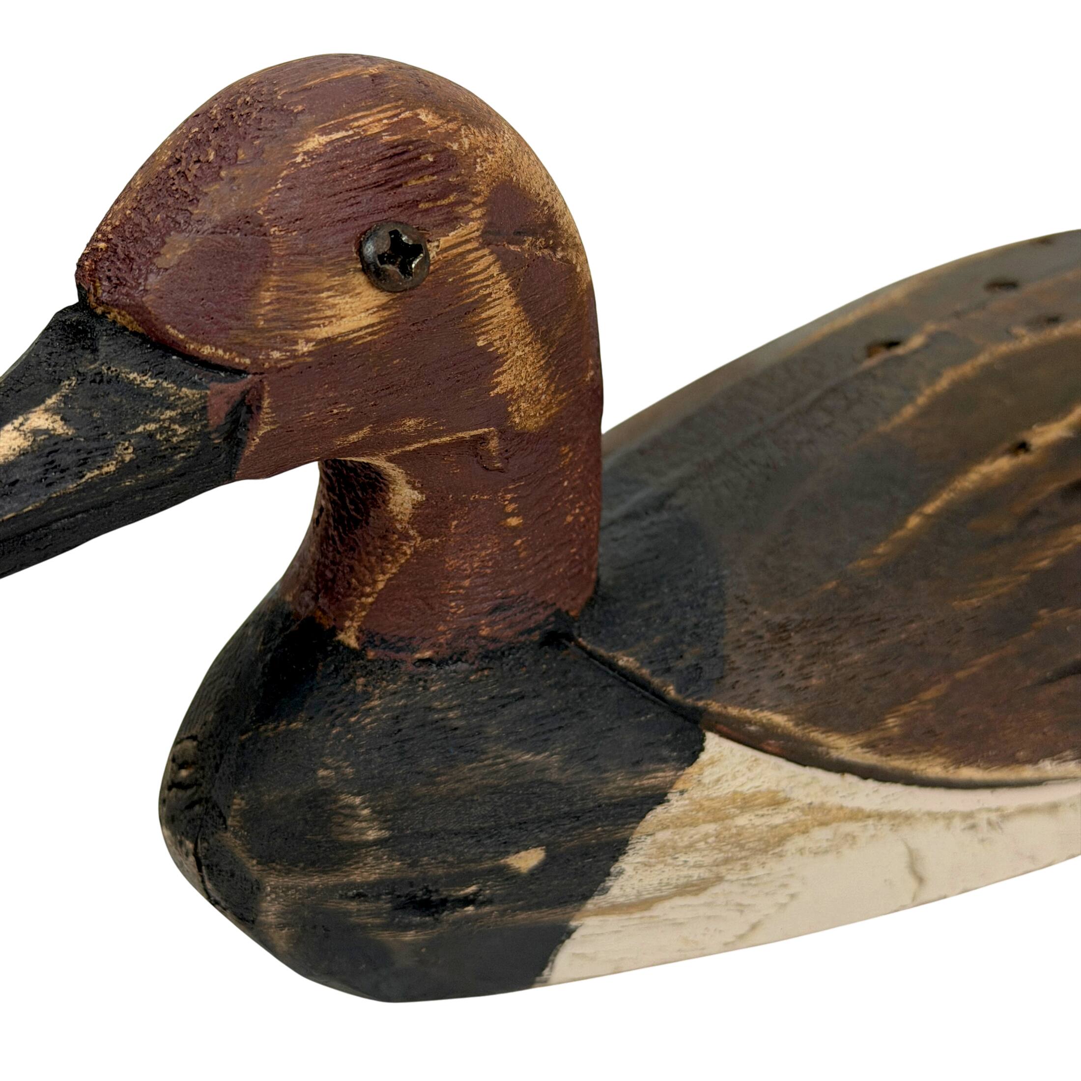 Alt View 9. Things2Die4 - Rustic Hand-Carved Wood Duck Figurine 10.5 Inch Distressed Tabletop Decor - Red/Brown.