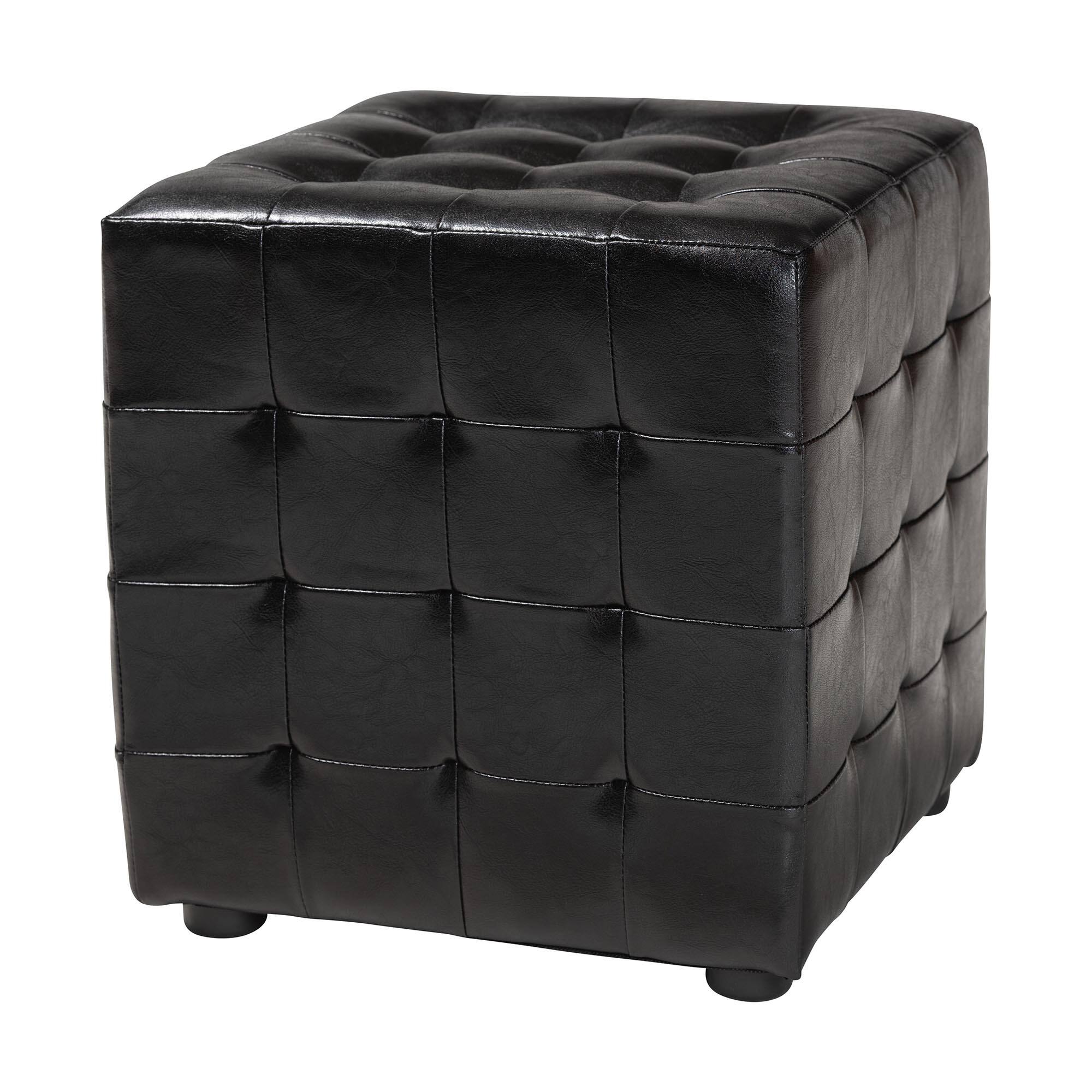 Angle. Baxton Studio - Siskal Modern Cube Ottoman - Black.