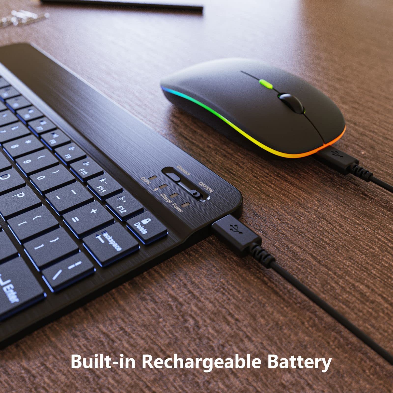 Built-in Rechargeable Battery

- 3 - a - F8 Y F9 p C ) F10 Connect O k- CAPS P I I F11 *+ Oo Charge OFFION + F12 Power - 1 I Delete - T Backspace - - Enter

Built-in Rechargeable Battery