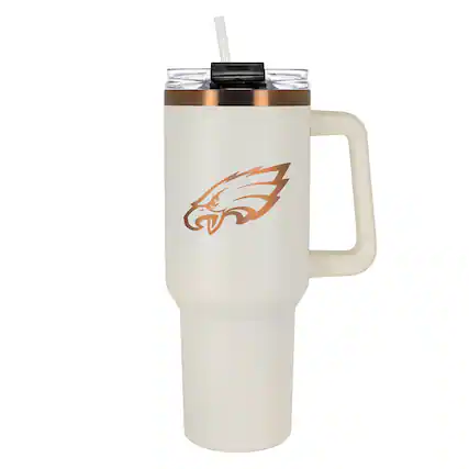 Front. Great American Products - Philadelphia Eagles 40oz. Colossus Copper Edition Tumbler - Cream.
