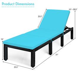 Kadyn - Outdoor Chaise Lounge Chair, Patio Rattan Lounge Chair Chaise Couch Cushioned Height Adjustable - Blue