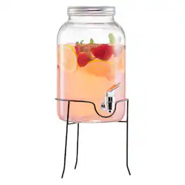 Style Setter - Orchard Hill Beverage Dispenser With Wire Stand 1 GAL - Clear