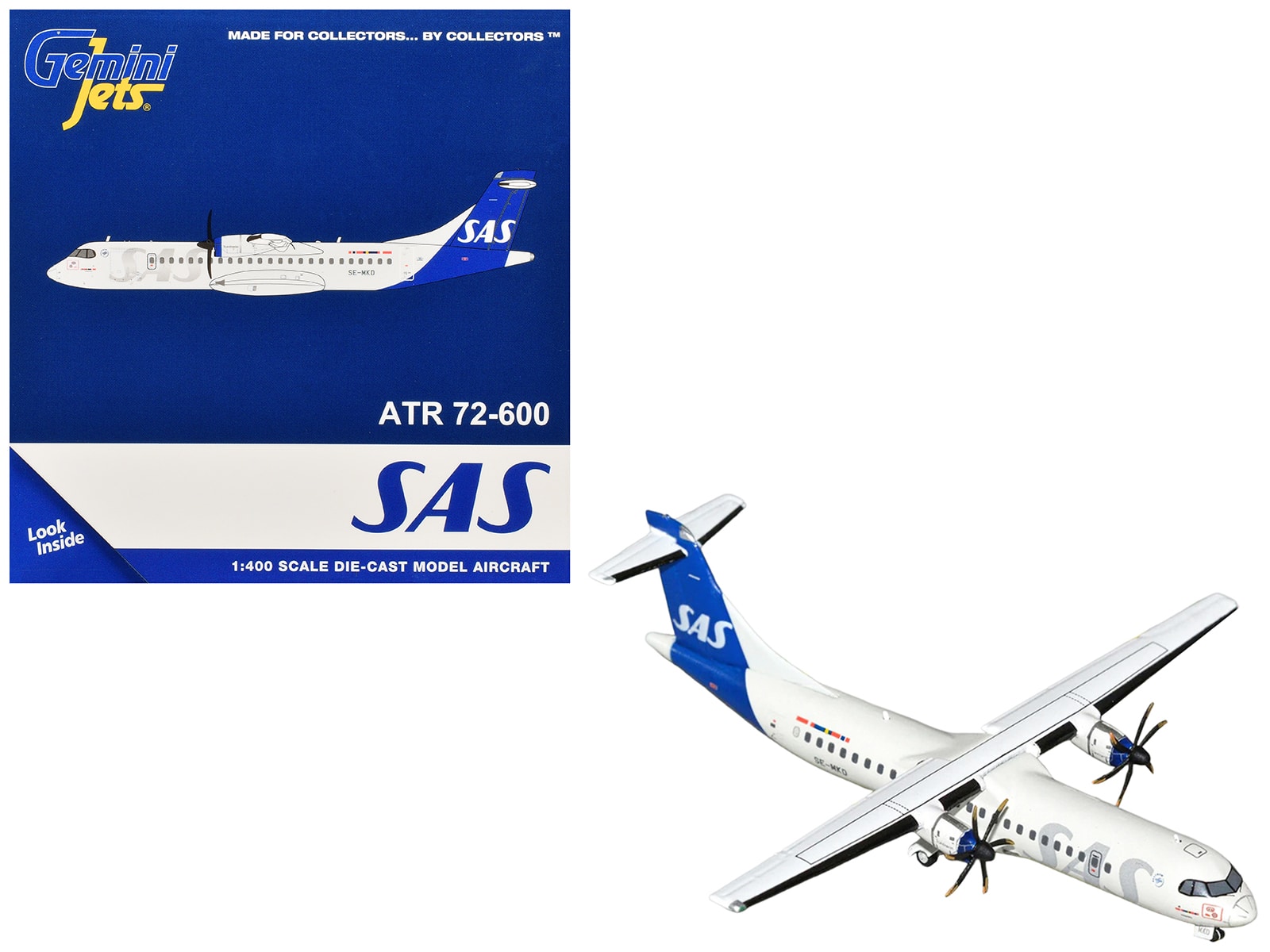"ATR 72-600 Commercial Aircraft ""Scandinavian Airlines"" (SE-MKD) White with Blue Tail 1/400 Diecast Model by GeminiJets" price history on PriceWatchPro