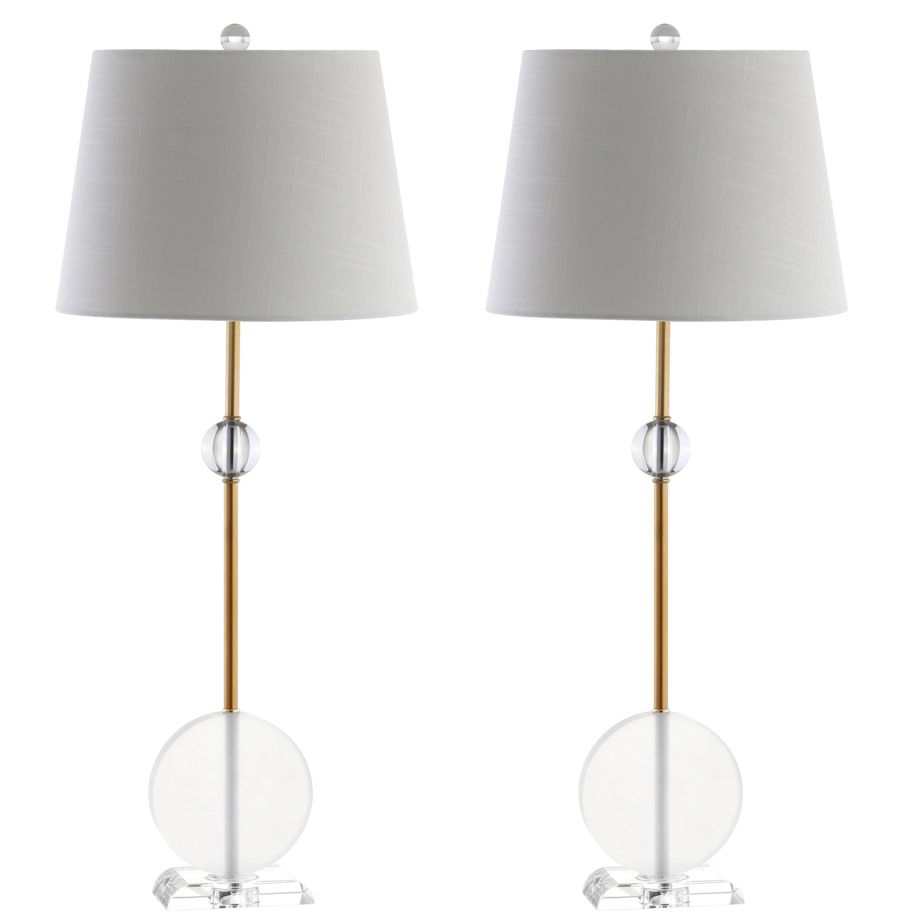 Alt View 3. Jonathan Y - Spencer 34" Crystal/Metal LED Table Lamp, Brass (Set of 2) - Gold.