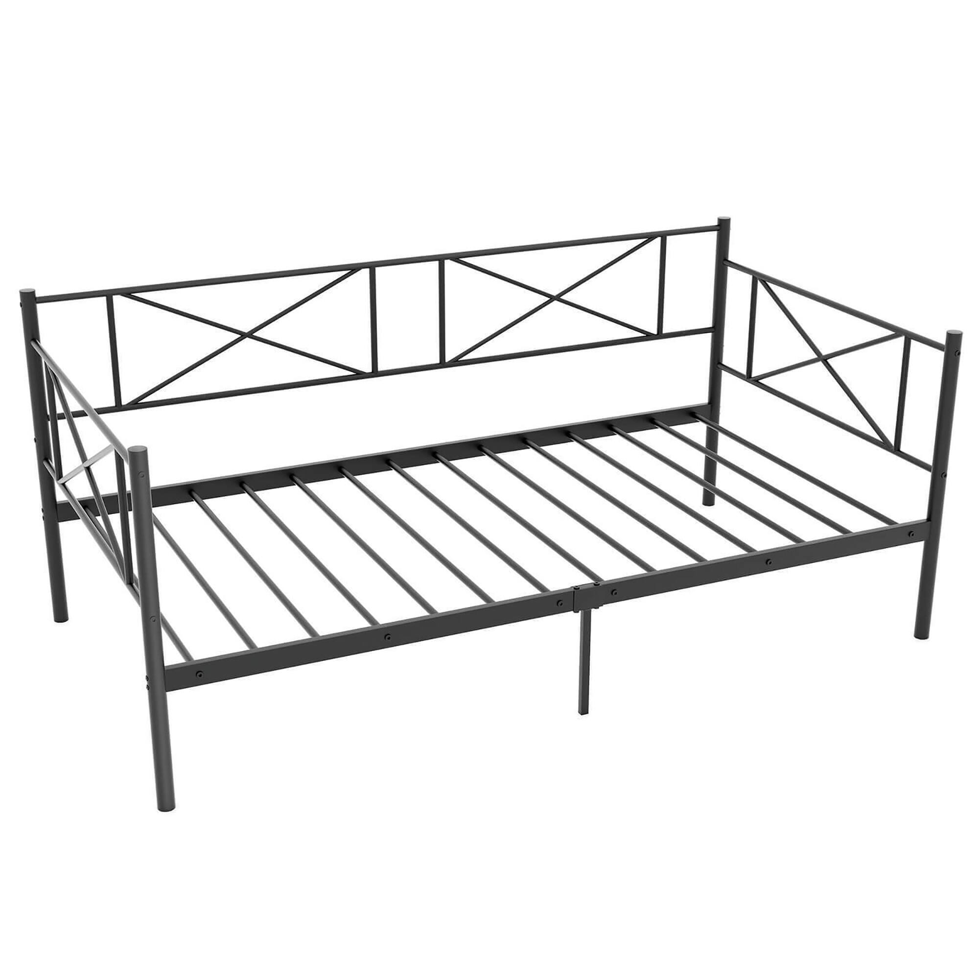 Alt View 1. Gymax - Gymax Twin Size Metal Daybed Modern Platform Bed w/ Heavy-duty Metal Slat Support Black - Black.