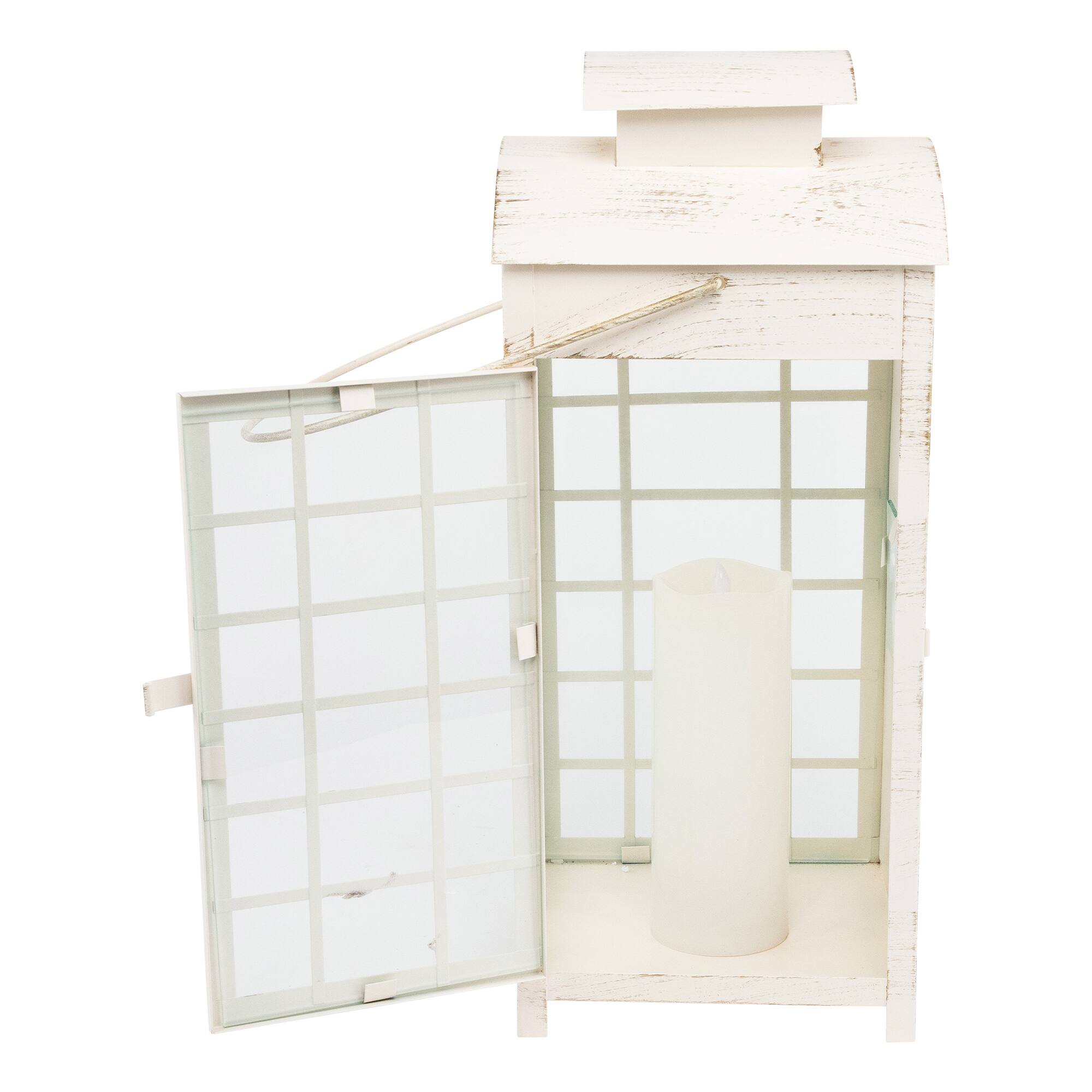 Alt View 10. Northlight - Weathered Telephone Booth Candle Lanterns - 25" - Cream and Gold - Set of 4 - Ivory.