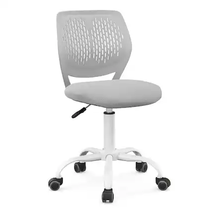 Front. Costway - Costway Kids Desk Chair Ergonomic Swivel Children Mesh Study Height Adjustable - Gray.