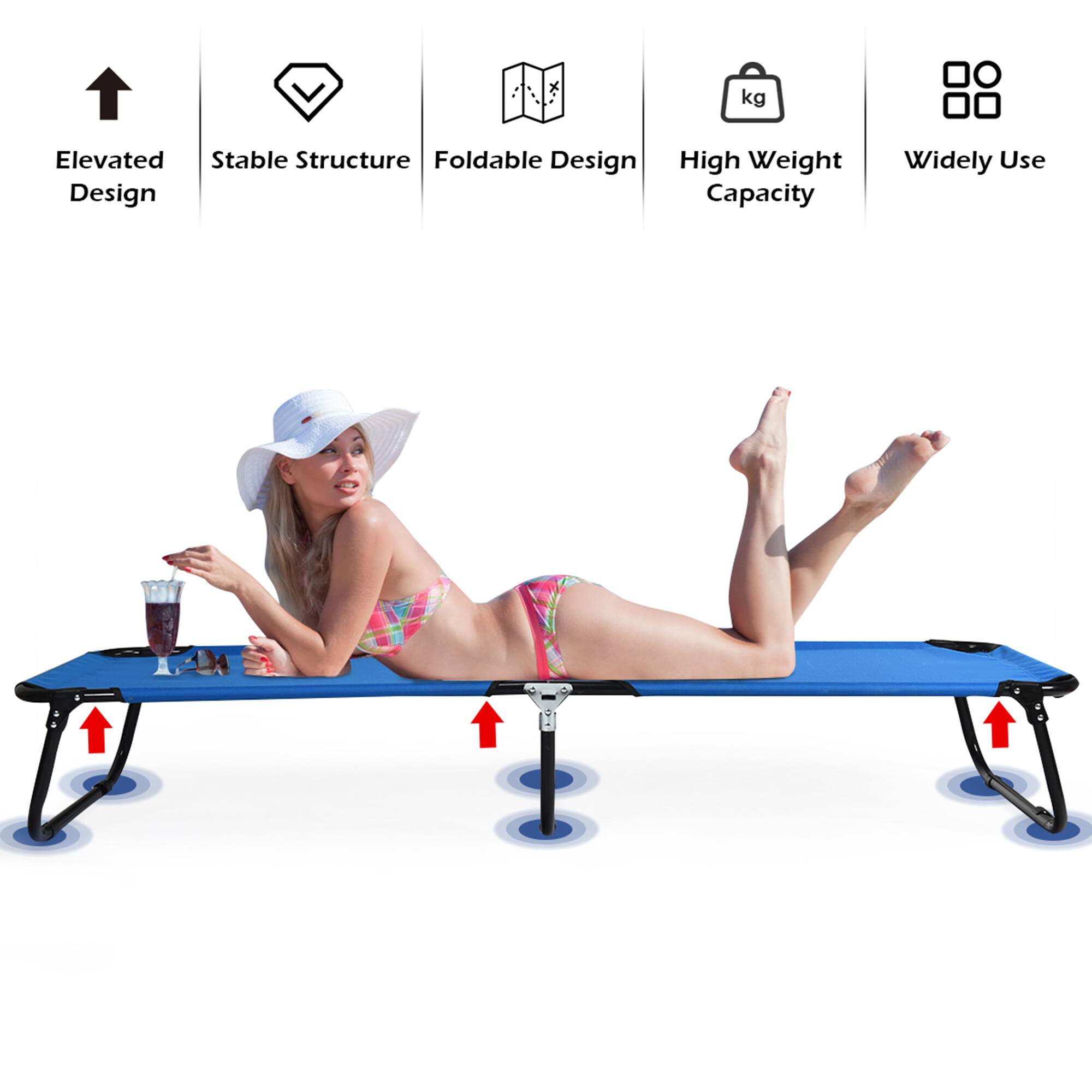 Elevated Design  
Stable Structure  
Foldable Design  
High Weight Capacity  
Widely Use