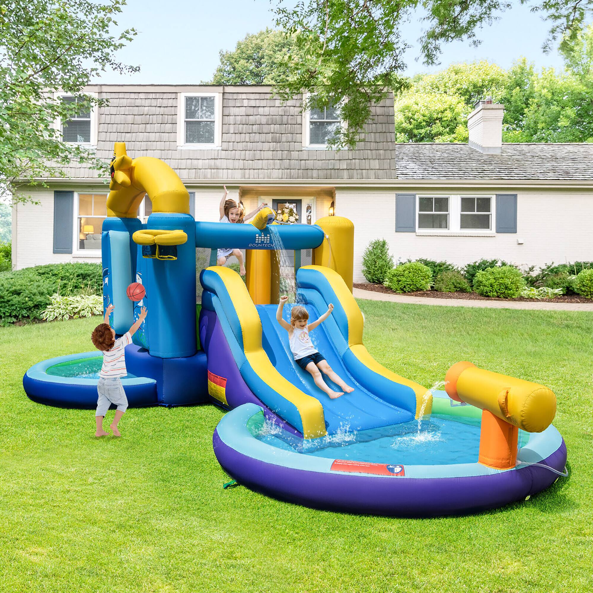 Alt View 1. Gymax - Gymax Kids Inflatable Water Slide Park Bounce Castle w/ 50 Ocean Balls & 735W Blower.