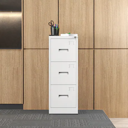 Front. Anysun - Anysun 3-Drawer Narrow Adjustable Organized Vertical File Cabinet with Metal Hanging Rods for A4 Legal/Letter Size - White.