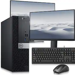 Dell - Refurbished Excellent - OptiPlex 7070 SFF Desktop PC | Intel Core i5-9th | 16GB RAM | 512GB SSD | New Dual 24" LED | KB & Mouse | Wi-Fi | Win11 - Black