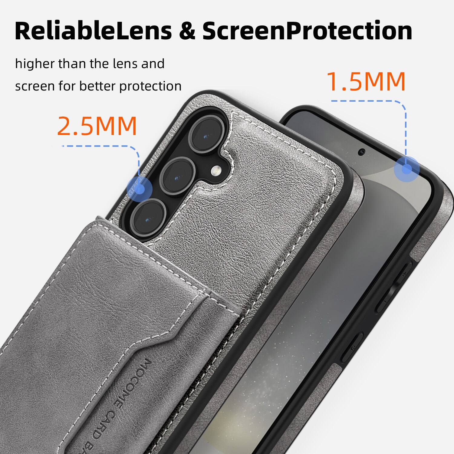 ReliableLens & ScreenProtection  
higher than the lens and screen for better protection  

2.5MM  
1.5MM