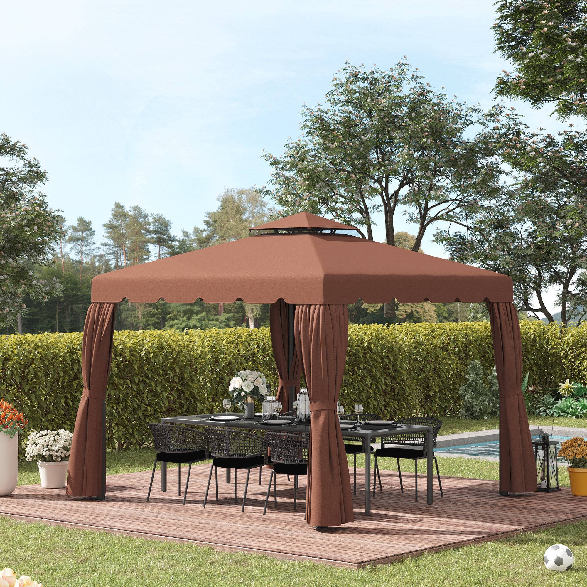 Alt View 1. Outsunny - 84C-051 or 84C-269 10' x 10' Gazebo Replacement Canopy - Coffee.