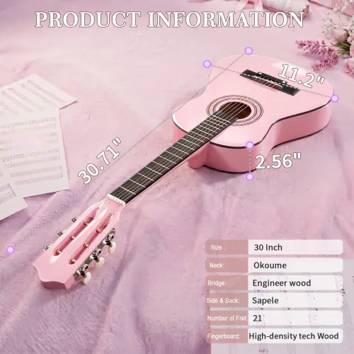 PRODUCT INFORMATION

11.2" 30.71" 2.56"

Size: 30 Inch  
Neck: Okoume  
Bridge: Engineer wood  
Side & Back: Sapele  
Number of Fret: 21  
Fingerboard: High-density tech Wood