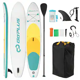 Costway - 11' Inflatable Stand Up Paddle Board whth Accessories Paddle Hand Pump Repair Kit - Multi-color