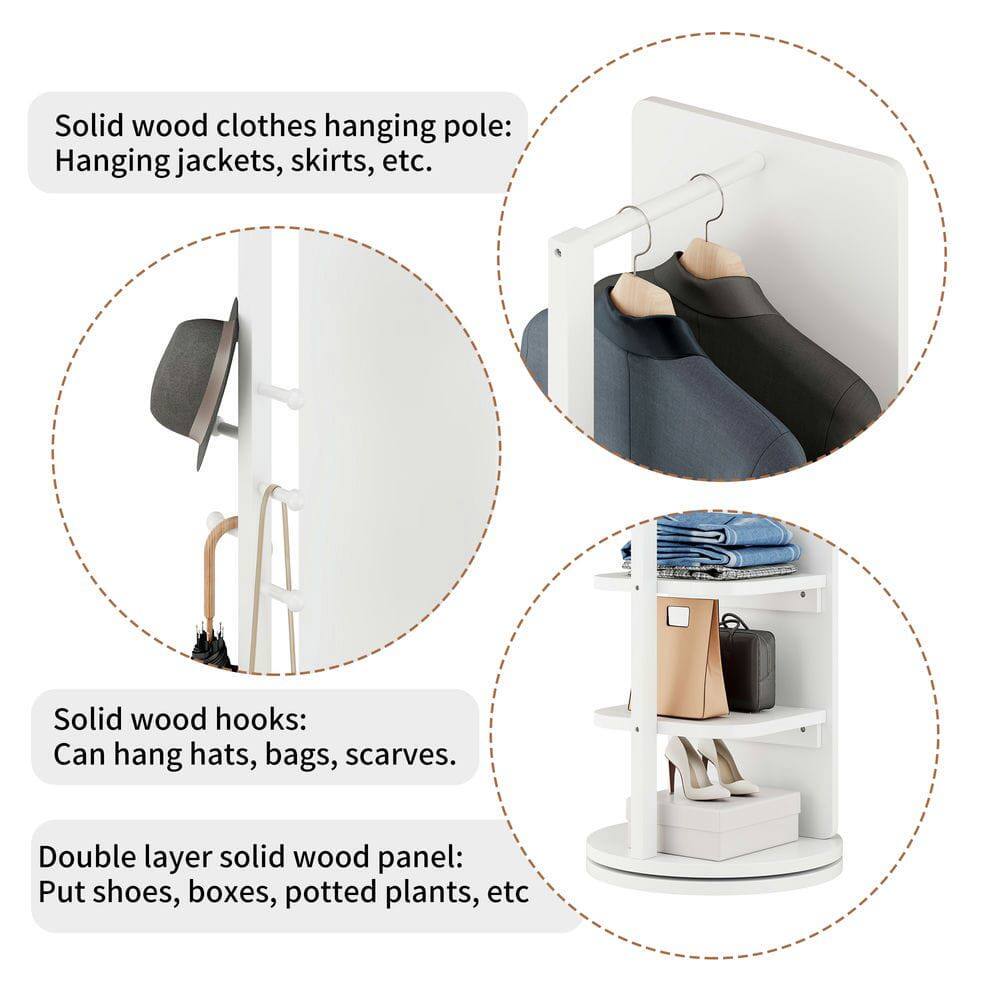 Solid wood clothes hanging pole: Hanging jackets, skirts, etc.

Solid wood hooks: Can hang hats, bags, scarves.

Double layer solid wood panel: Put shoes, boxes, potted plants, etc.