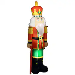 Homcom - 8ft Inflatable Christmas Nutcracker Soldier with 4 LEDs, Blow-Up Outdoor Yard Display - Multi-colored