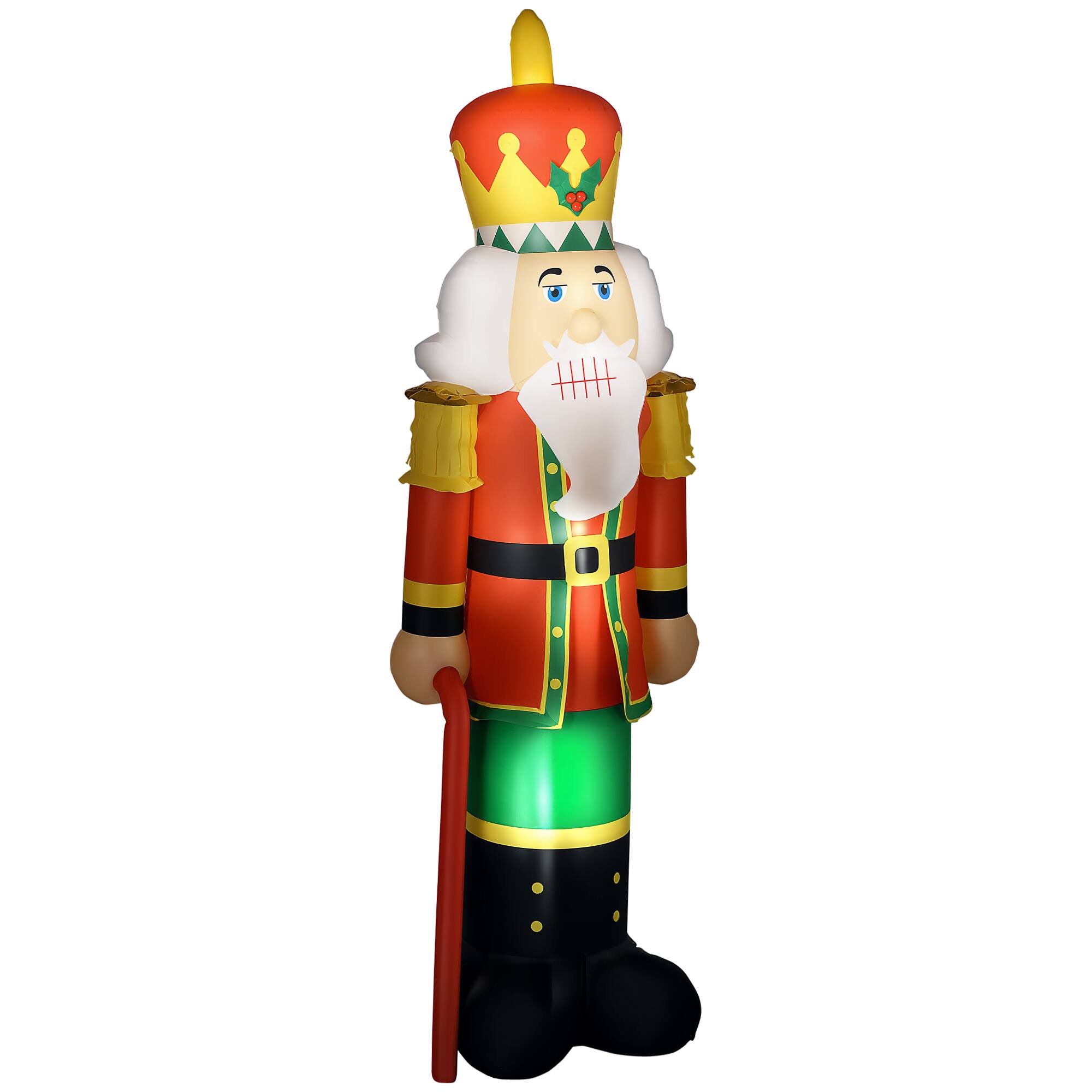 Front. Homcom - 8ft Inflatable Christmas Nutcracker Soldier with 4 LEDs, Blow-Up Outdoor Yard Display - Multi-colored.