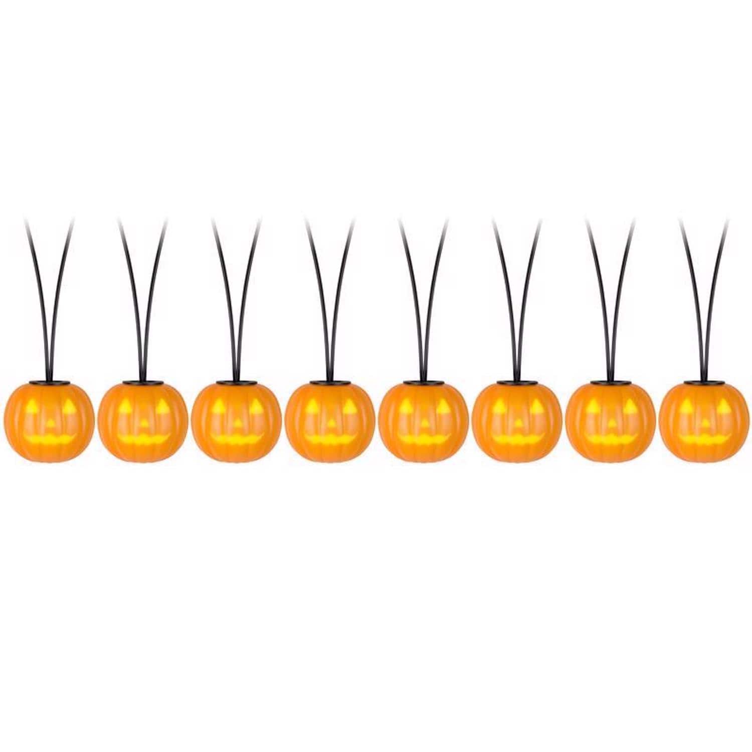 Gemmy - Spooky Mood's White 8 ct LED Prelit Musical Jack-O-Lantern String Lights