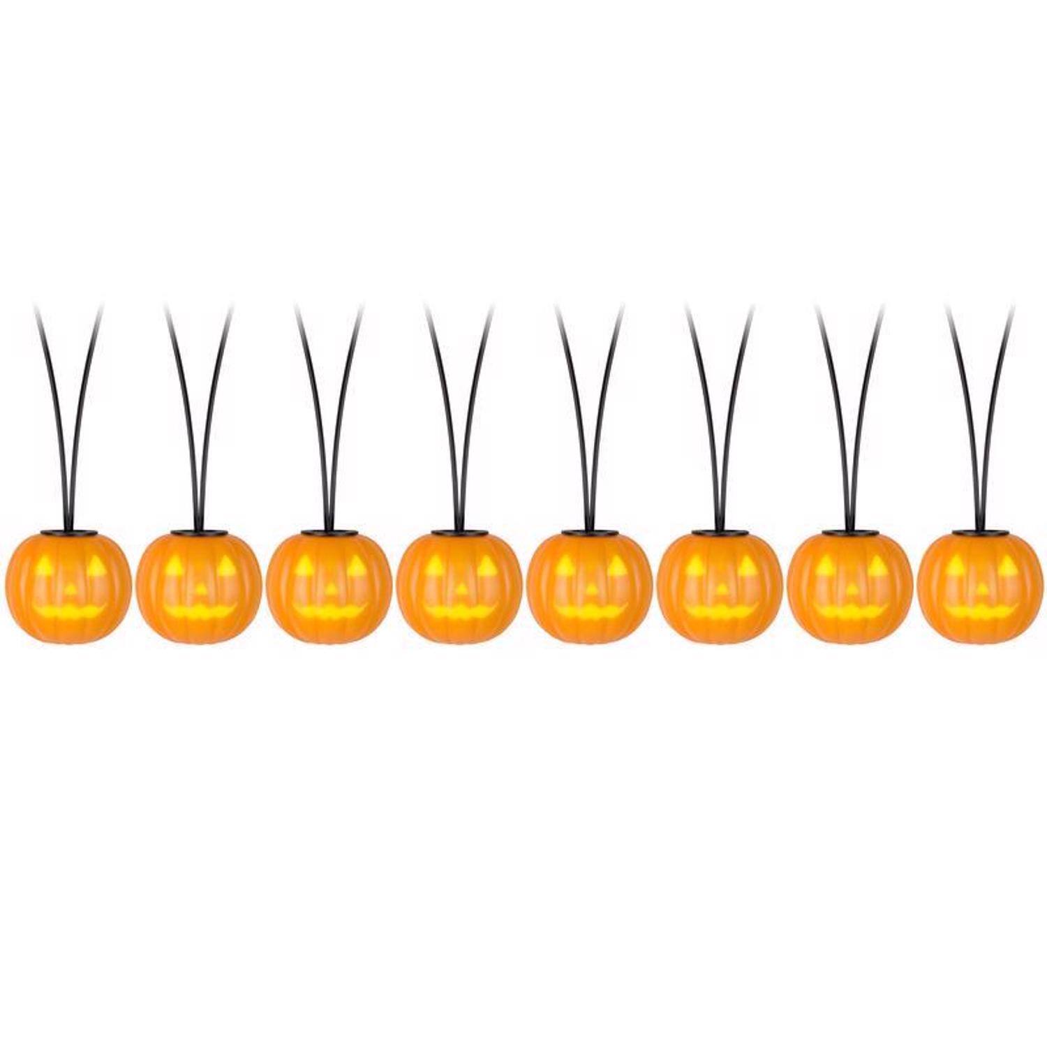 Gemmy - Spooky Mood's White 8 ct LED Prelit Musical Jack-O-Lantern String Lights
