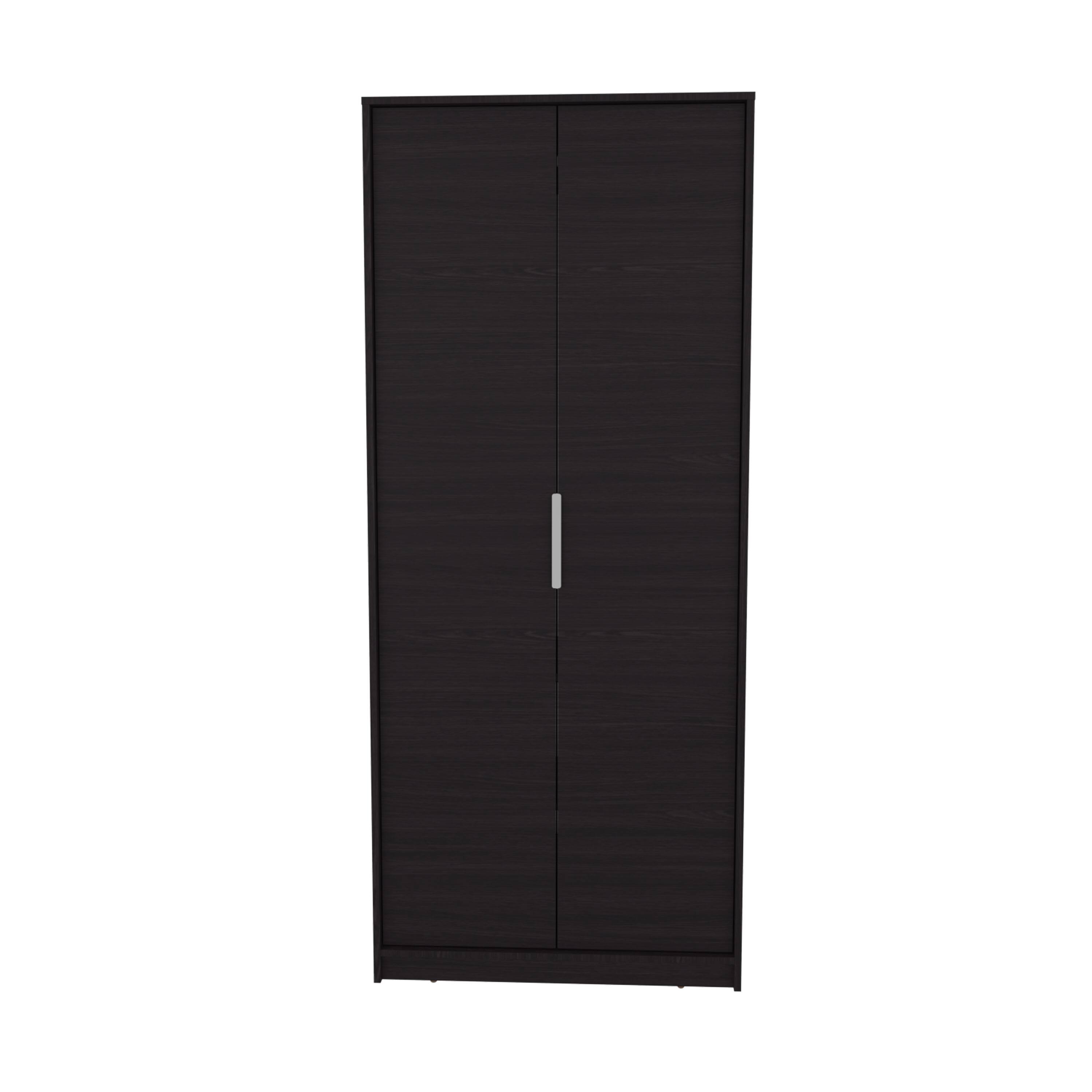 TuHome - Wenden Armoire Double Doors, Hanging Rod And Interior Shelves, Freestanding Modern Wardrobe - Black