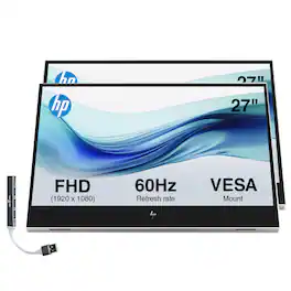 HP - 14" FHD IPS Portable Monitor with 5ms Response Time, Anti-Glare, Flicker Free, 400 nits Brightness & DKZ Hub 2 Pack - Silver