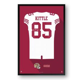 Sporticulture - George Kittle San Francisco 49ers 27" x 39" Away Jersey Framed Art Print - White