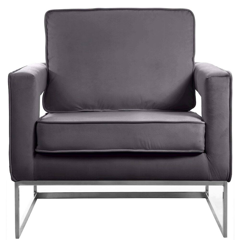 Alt View 1. Meridian Furniture - Noah Grey Velvet Accent Chair - Grey.